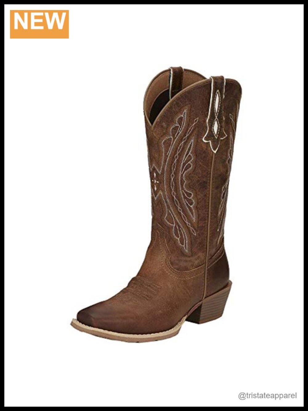 Ladies Square Toe Cowhide Leather Pull-On Boots